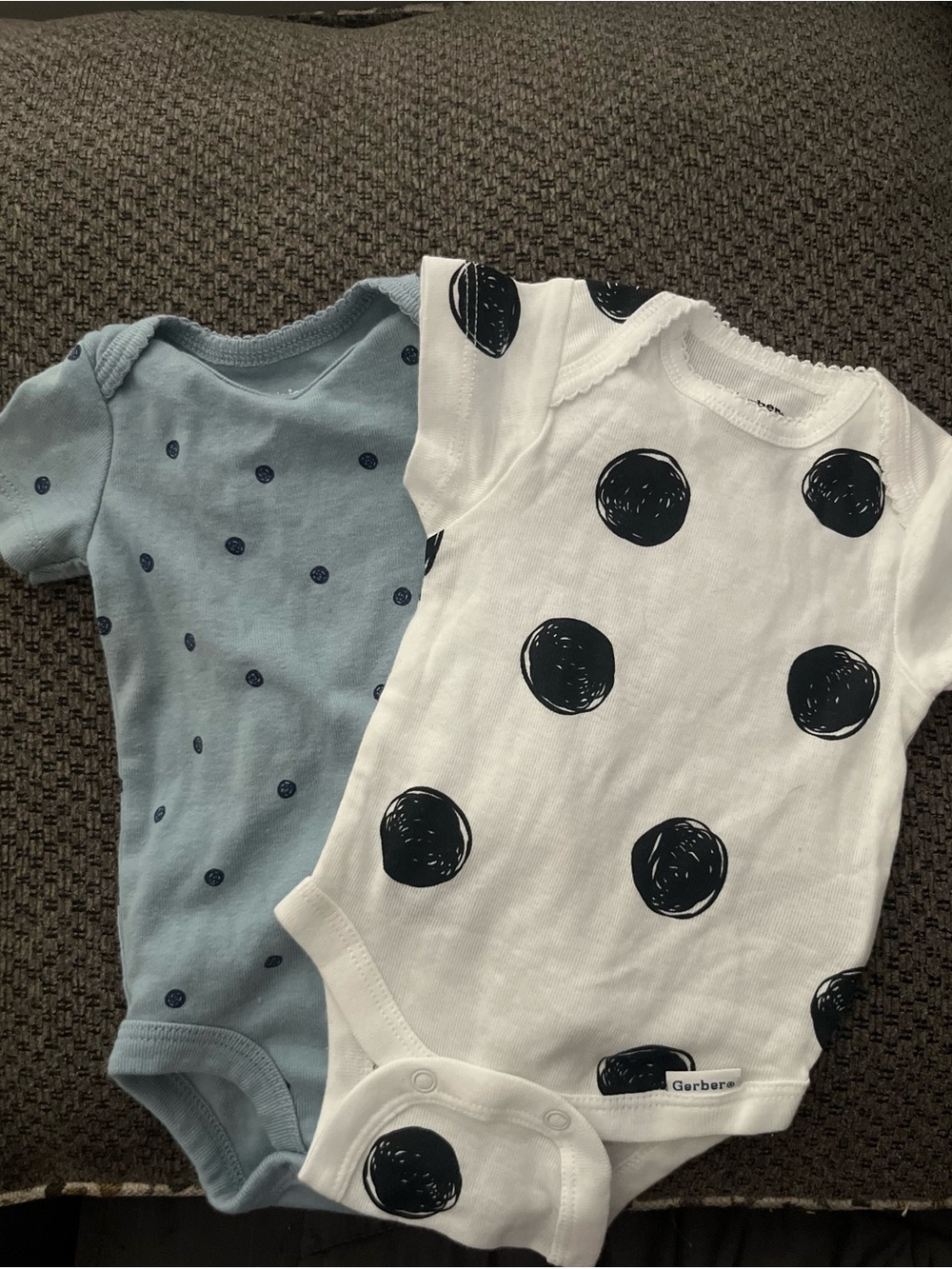 Gerber White & Light Blue Polka Dot Baby One-Piece Bodysuits